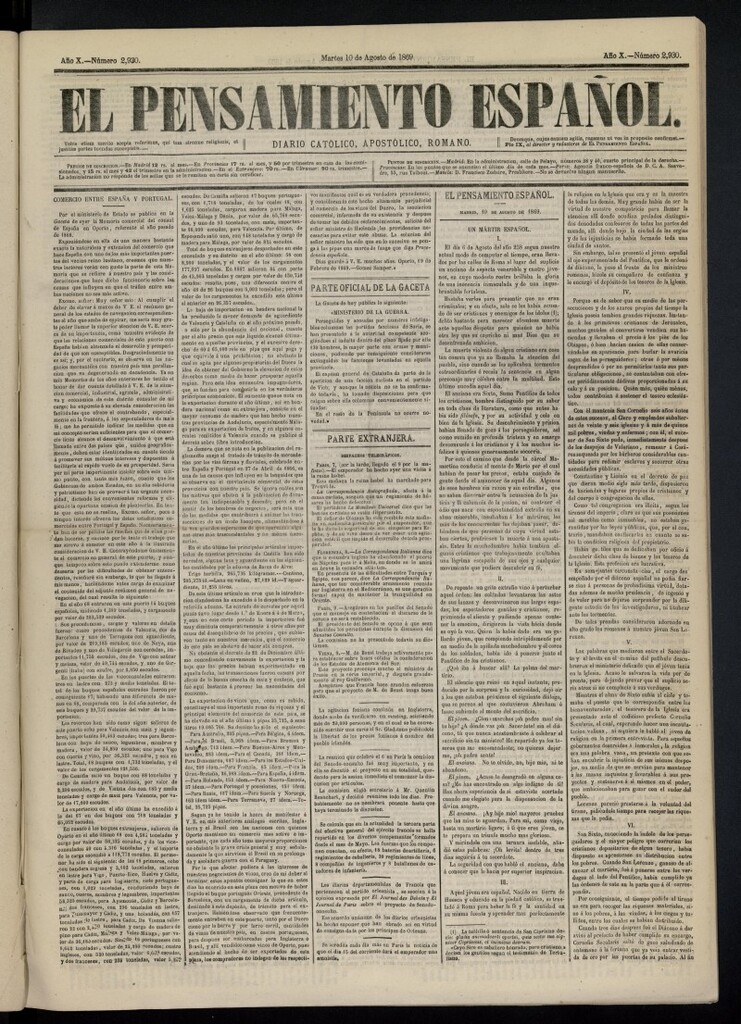 Miniatura de El Pensamiento Español del 10 de agosto de 1869, nº 2930