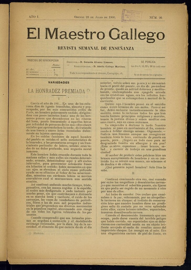 Miniatura de El Maestro Gallego del 23 de julio de 1900