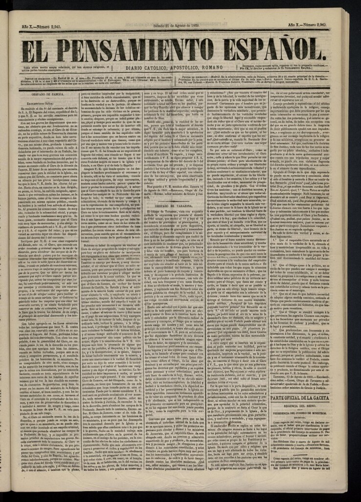 Miniatura de El Pensamiento Español del 21 de agosto de 1869, nº 2940