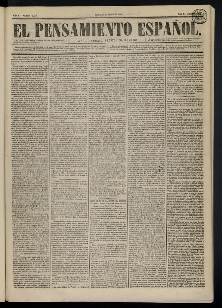 Miniatura de El Pensamiento Español del 24 de agosto de 1869, nº 2942