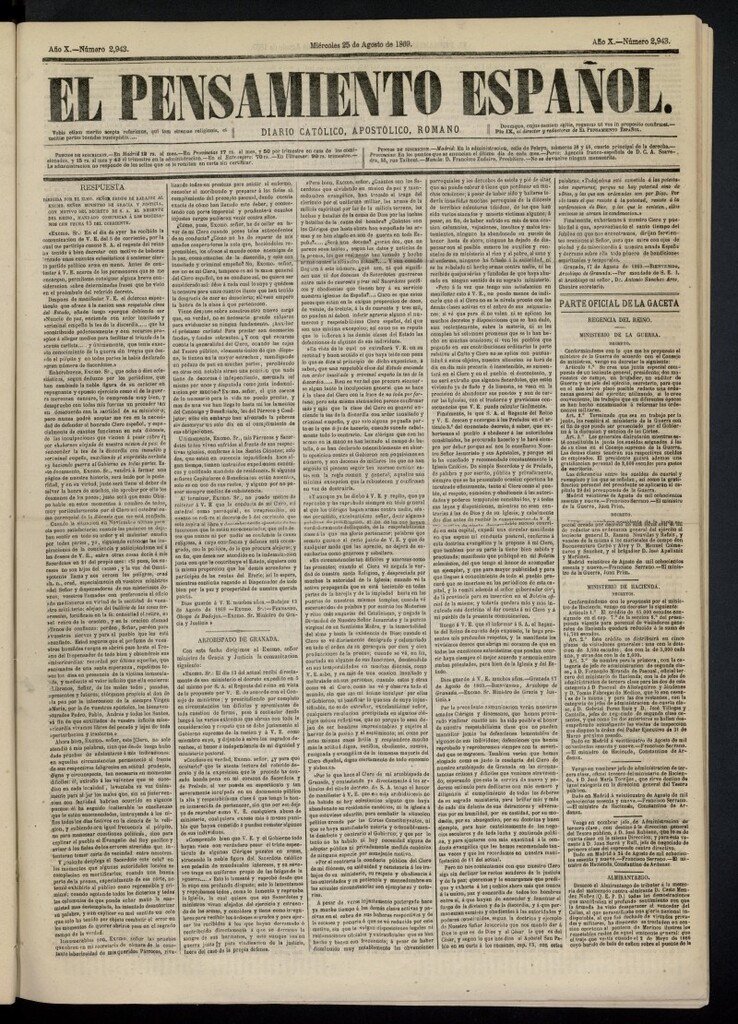 Miniatura de El Pensamiento Español del 25 de agosto de 1869, nº 2943