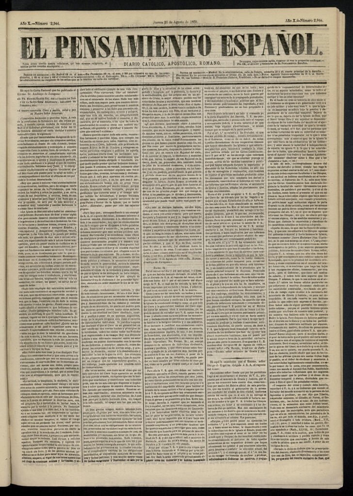 Miniatura de El Pensamiento Español del 26 de agosto de 1869, nº 2944