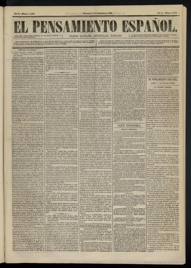 Miniatura de El Pensamiento Español del 1 de septiembre de 1869, nº 2949