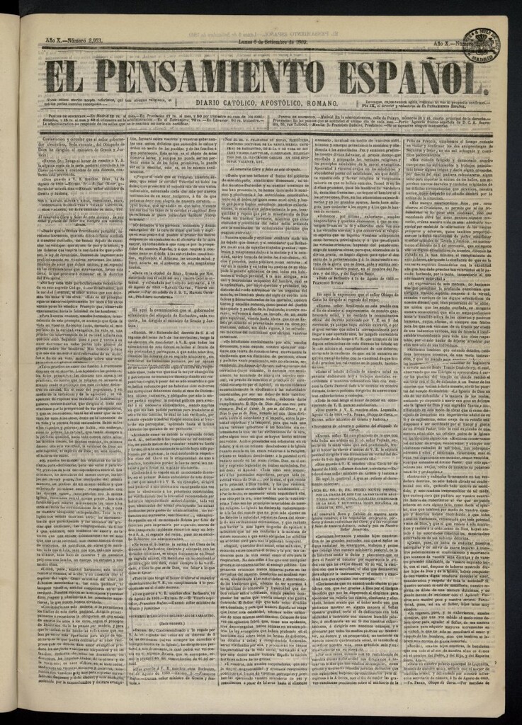 Miniatura de El Pensamiento Español del 6 de septiembre de 1869, nº 2953