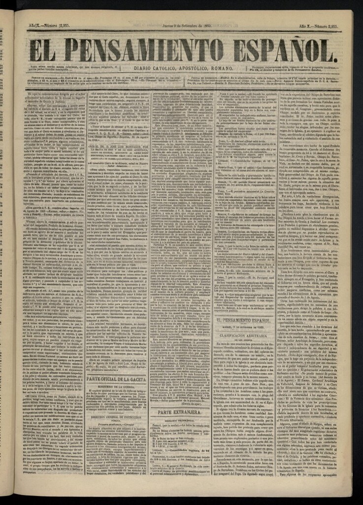 Miniatura de El Pensamiento Español del 9 de septiembre de 1869,nº 2955