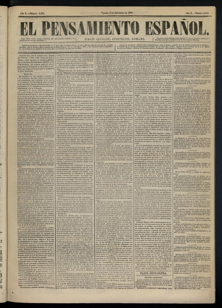 Miniatura de El Pensamiento Español del 10 de septiembre de 1869, nº 2956