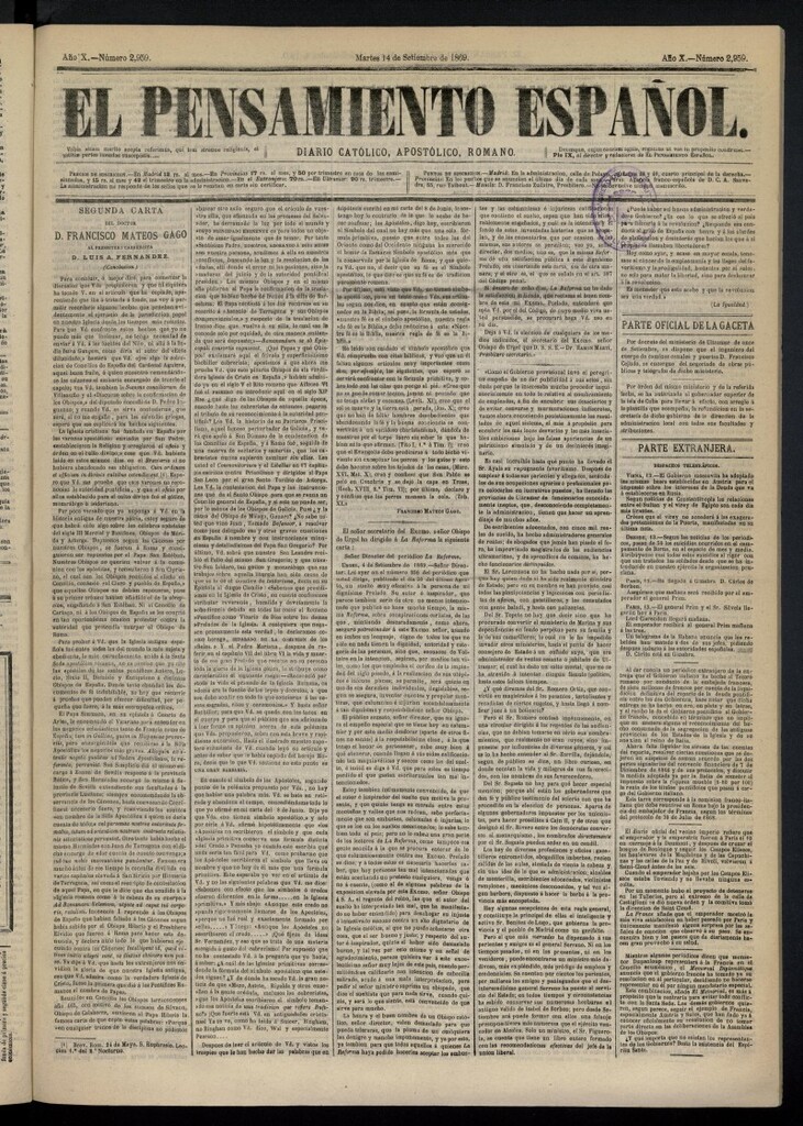 Miniatura de El Pensamiento Español del 14 de septiembre de 1869, nº 2959