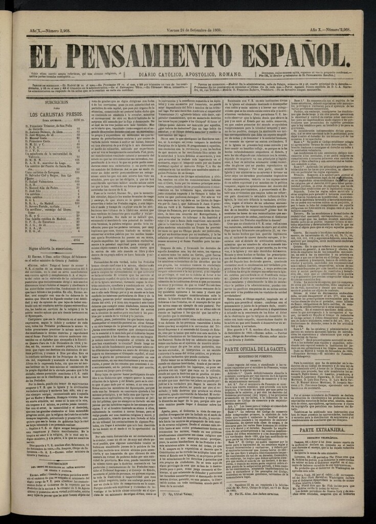 Miniatura de El Pensamiento Español del 24 de septiembre de 1869, nº 2968