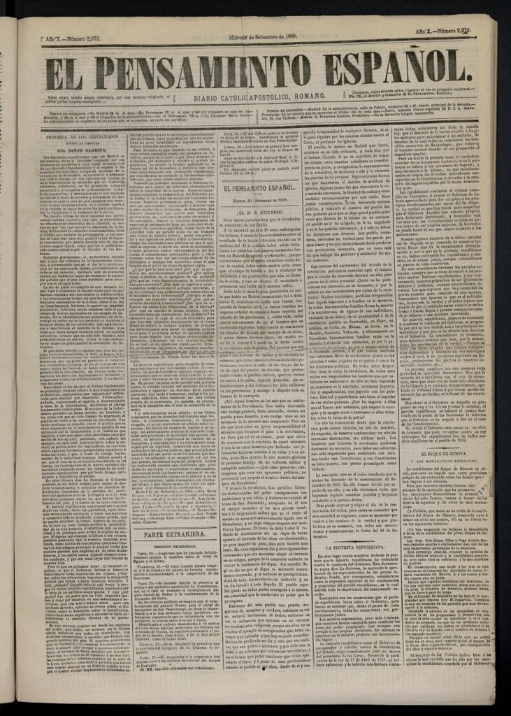 Miniatura de El Pensamiento Español del 29 de septiembre de 1869, nº 2972
