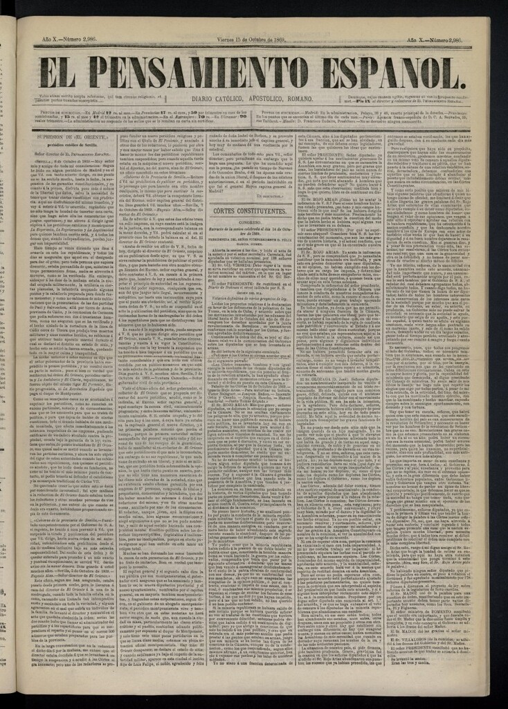 Miniatura de El Pensamiento Español del 15 de octubre de 1869, nº 2986