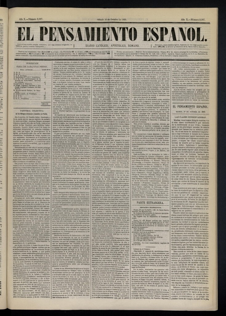 Miniatura de El Pensamiento Español del 16 de octubre de 1869, nº 2987