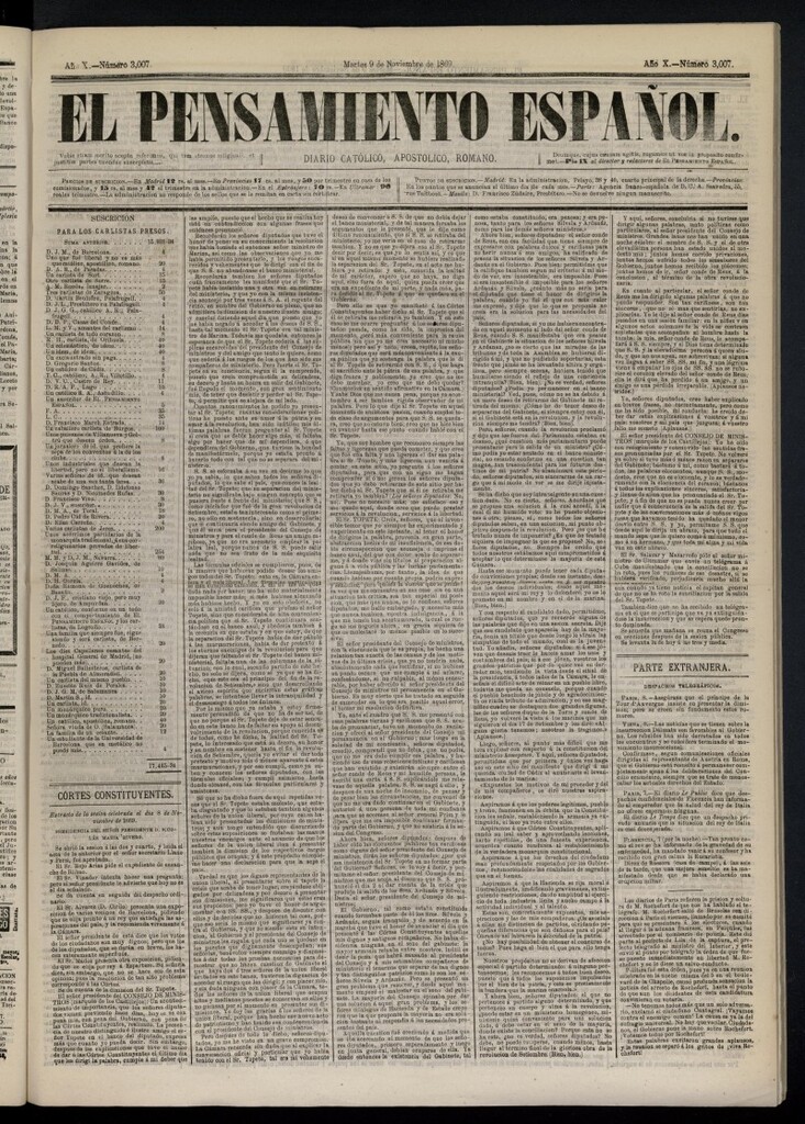Miniatura de El Pensamiento Español del 9 de noviembre de 1869, nº 3007