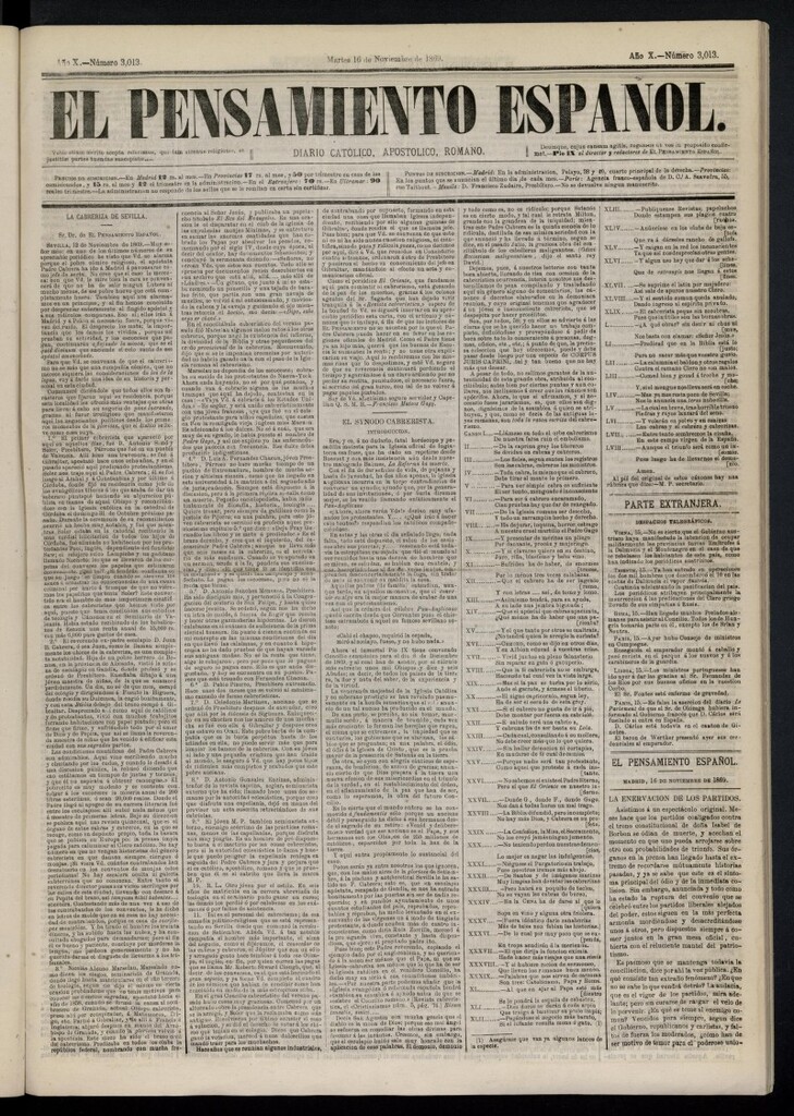 Miniatura de El Pensamiento Español del 16 de noviembre de 1869, nº 3013