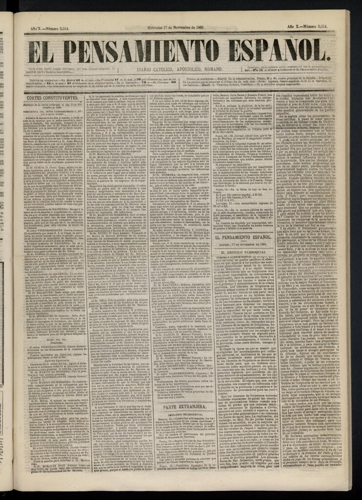 Miniatura de El Pensamiento Español del 17 de noviembre de 1869, nº 3014