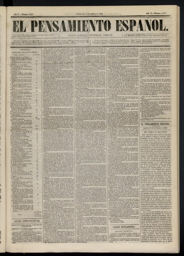 Miniatura de El Pensamiento Español del 20 de noviembre de 1869, nº 3017