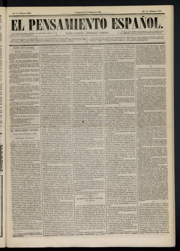 Miniatura de El Pensamiento Español del 26 de noviembre de 1869,nº 3022