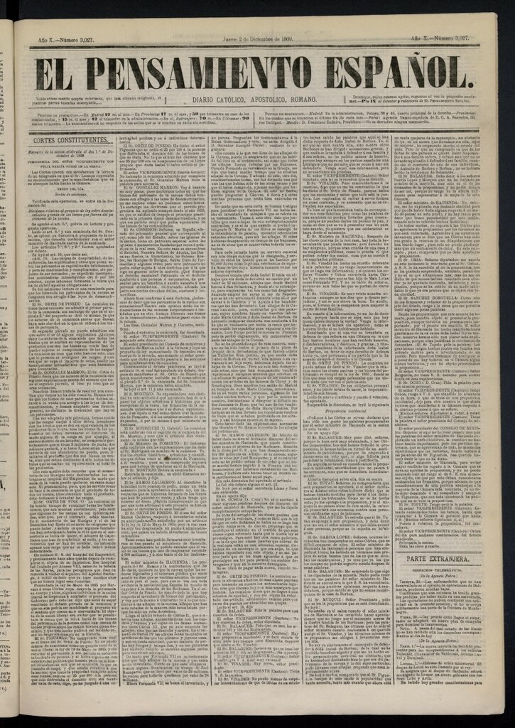 Miniatura de El Pensamiento Español del 2 de diciembre de 1869,nº 3027