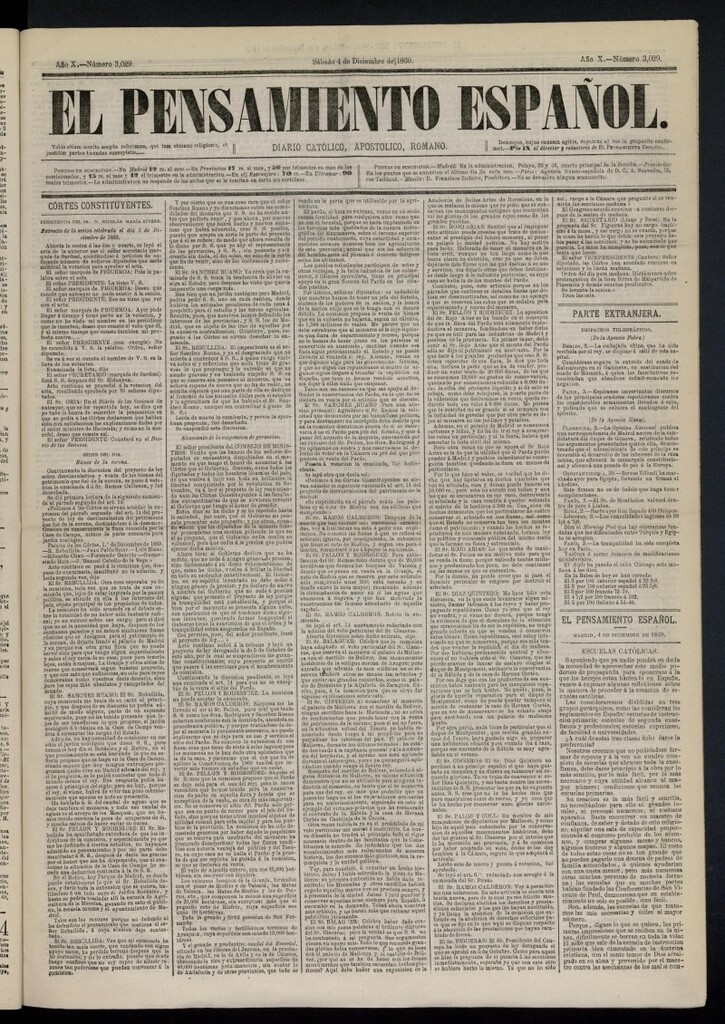 Miniatura de El Pensamiento Español del 4 de diciembre de 1869, nº 3029
