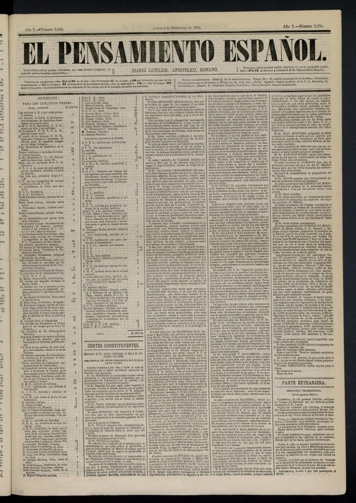 Miniatura de El Pensamiento Español del 6 de diciembre de 1869, nº 3030