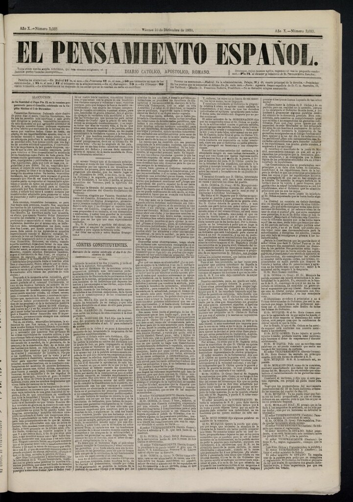 Miniatura de El Pensamiento Español del 10 de diciembre de 1869, nº 3033