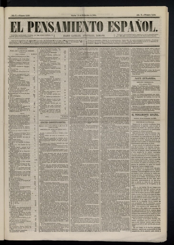 Miniatura de El Pensamiento Español del 14 de diciembre de 1869, nº 3036