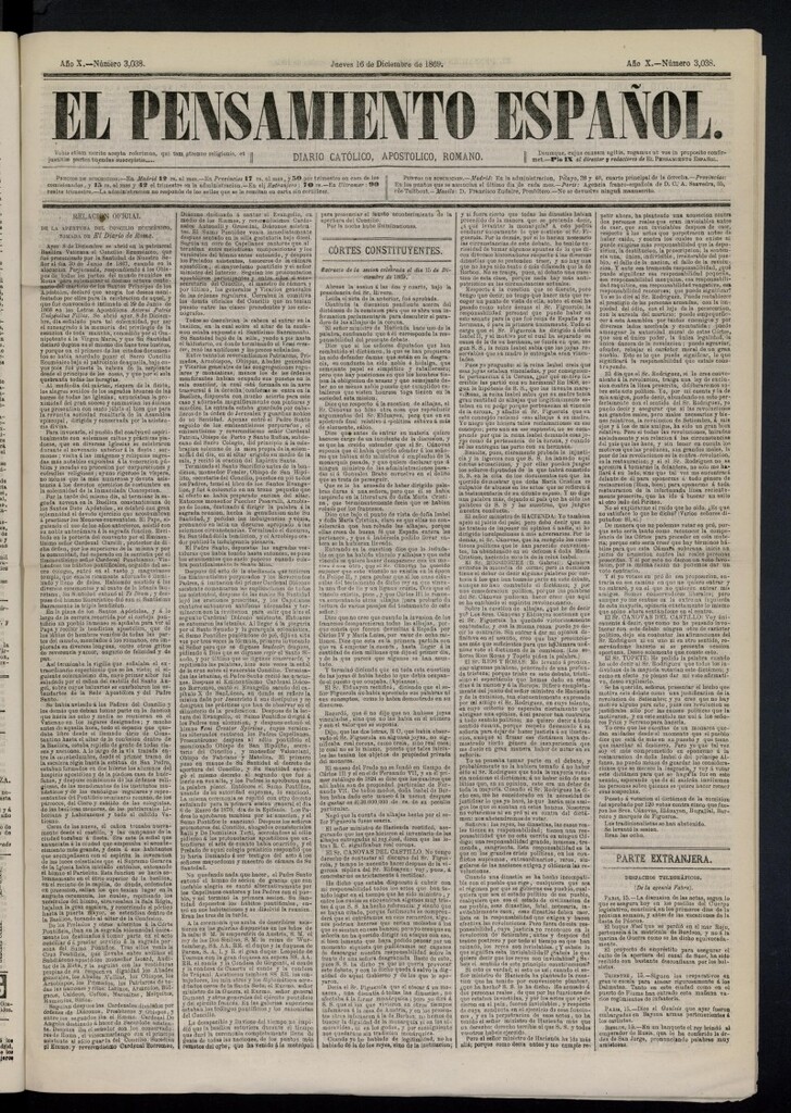 Miniatura de El Pensamiento Español del 16 de diciembre de 1869, nº 3038