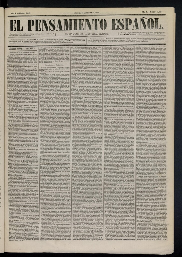 Miniatura de El Pensamiento Español del 20 de diciembre de 1869, nº 3041