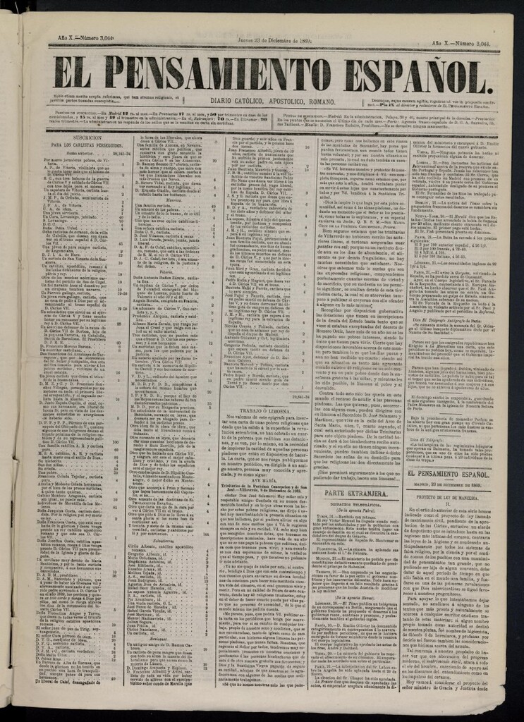 Miniatura de El Pensamiento Español del 23 de diciembre de 1869, nº 3044