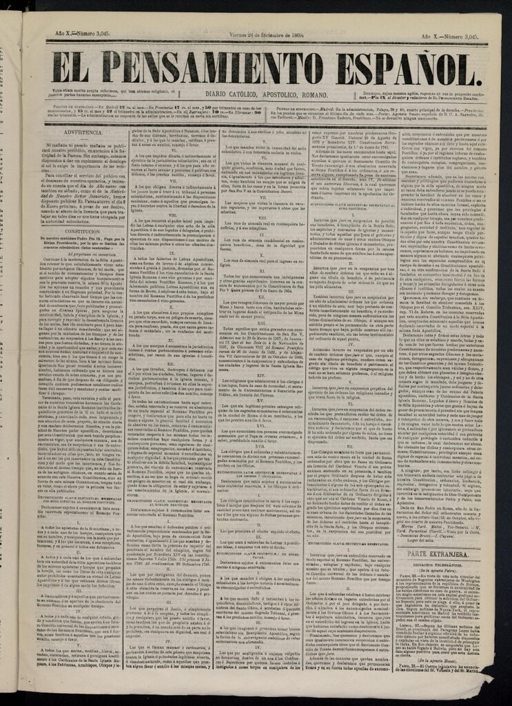 Miniatura de El Pensamiento Español del 24 de diciembre de 1869, nº 3045