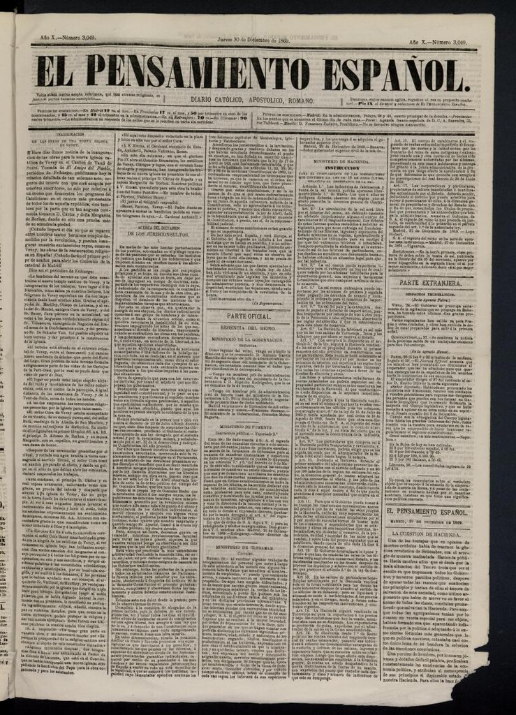 Miniatura de El Pensamiento Español del 30 de diciembre de 1869, nº 3049