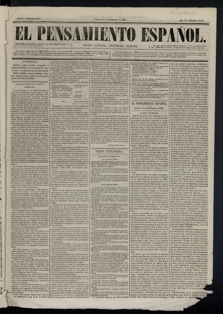 Miniatura de El Pensamiento Español del 31 de diciembre de 1869, nº 3050