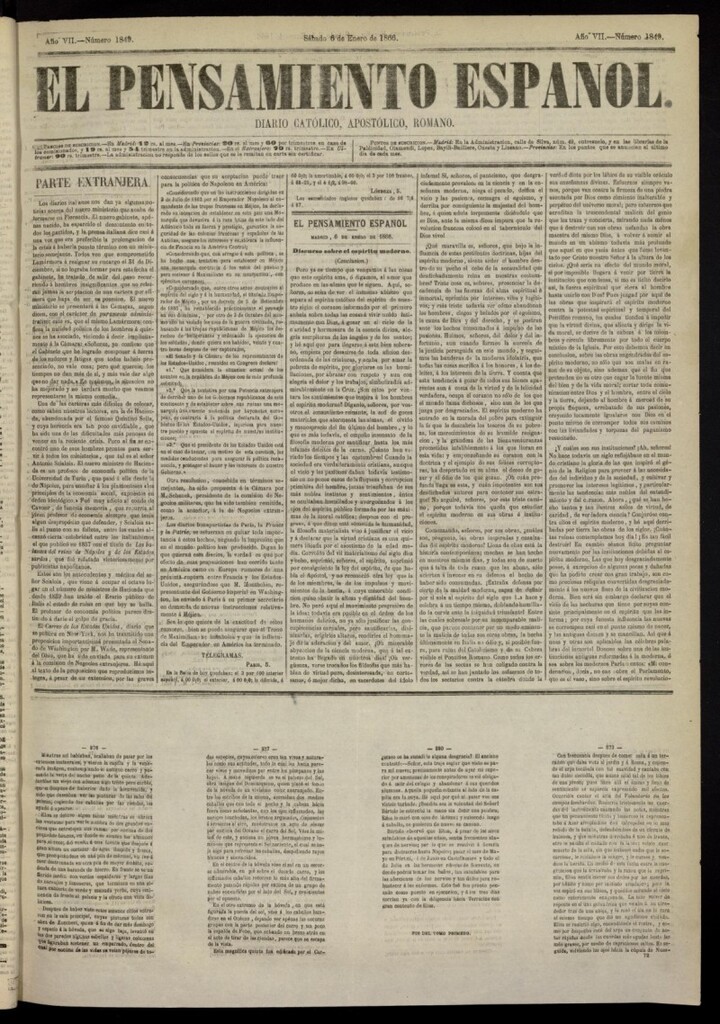 Miniatura de El Pensamiento Español del 6 de enero de 1866, nº 1849