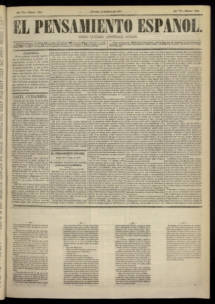 Miniatura de El Pensamiento Español del 10 de enero de 1866, nº 1852