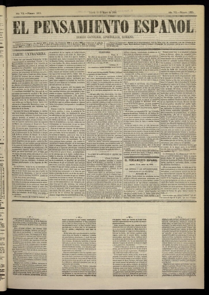 Miniatura de El Pensamiento Español del 11 de enero de 1866, nº 1853