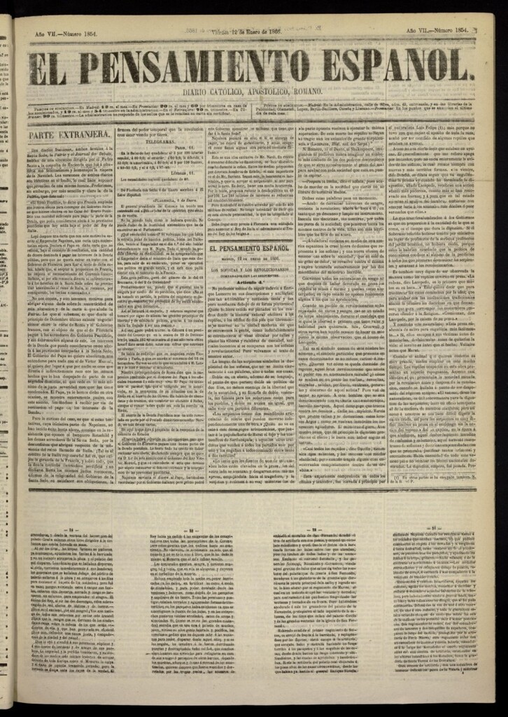 Miniatura de El Pensamiento Español del 12 de enero de 1866, nº 1854