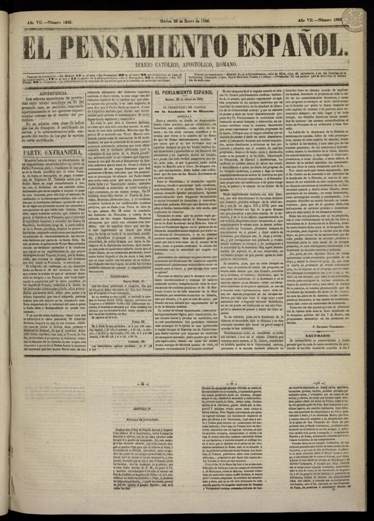 Miniatura de El Pensamiento Español del 23 de enero de 1866, nº 1863