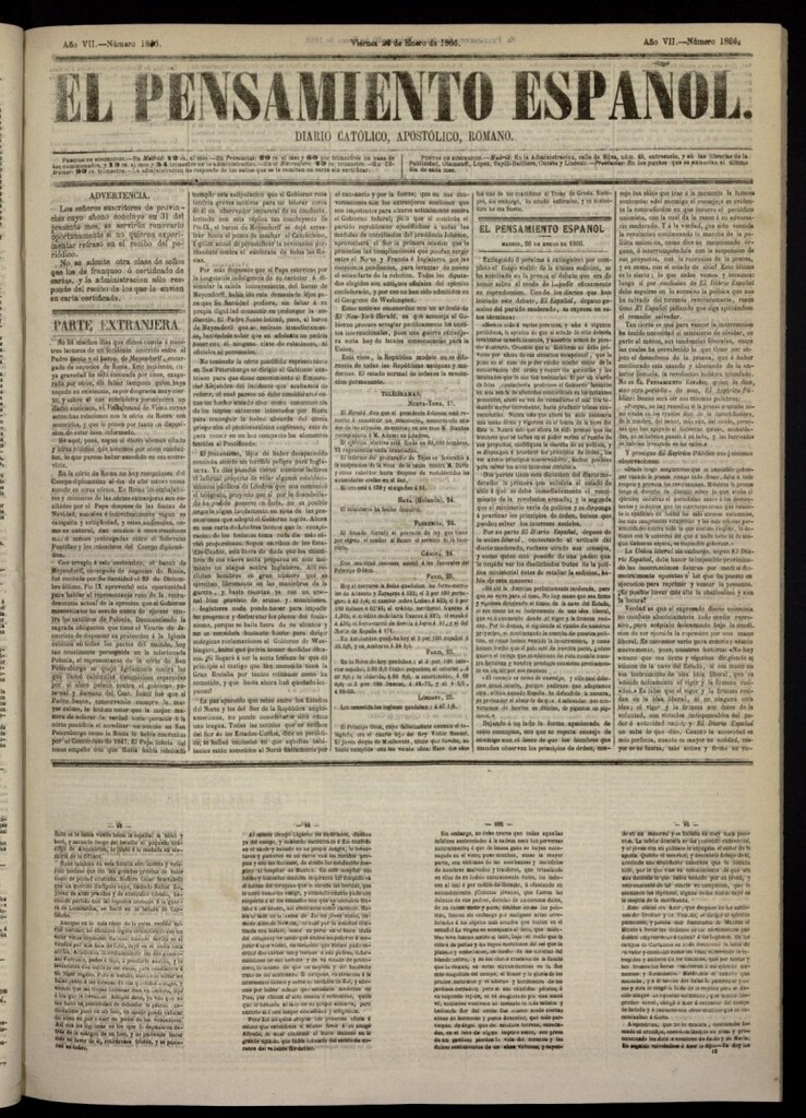 Miniatura de El Pensamiento Español del 26 de enero de 1866, nº 1866