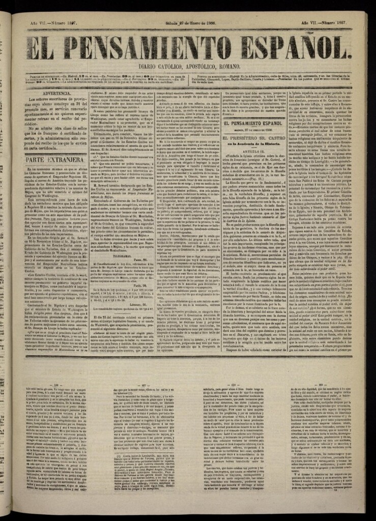 Miniatura de El Pensamiento Español del 27 de enero de 1866, nº 1867