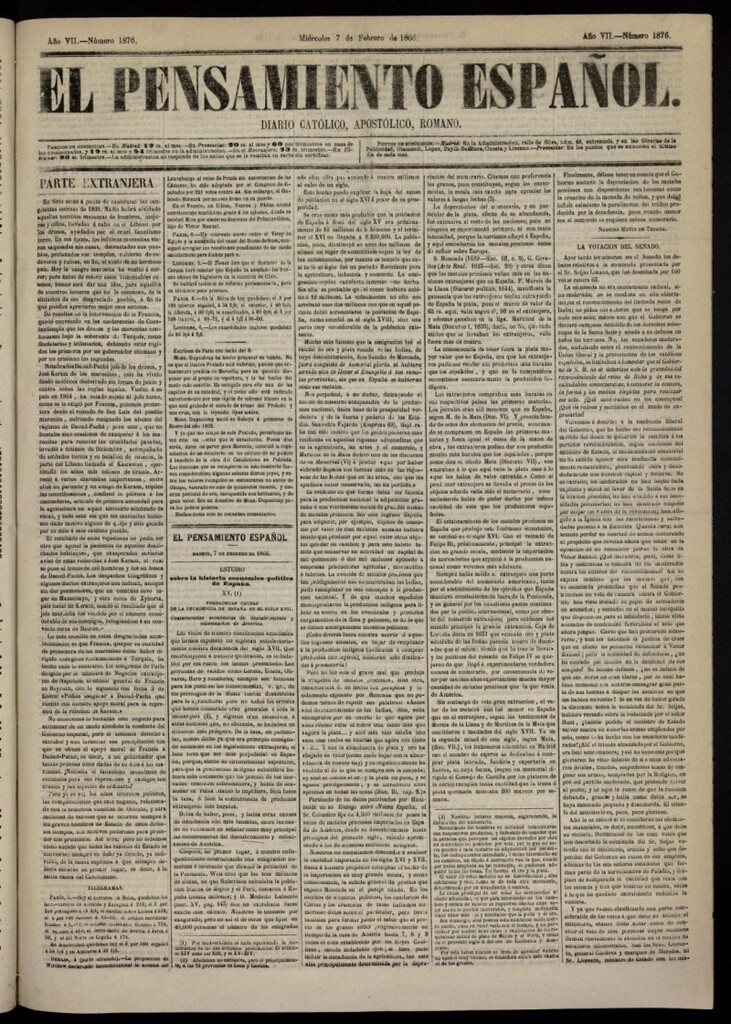 Miniatura de El Pensamiento Español del 7 de febrero de 1866, nº 1876