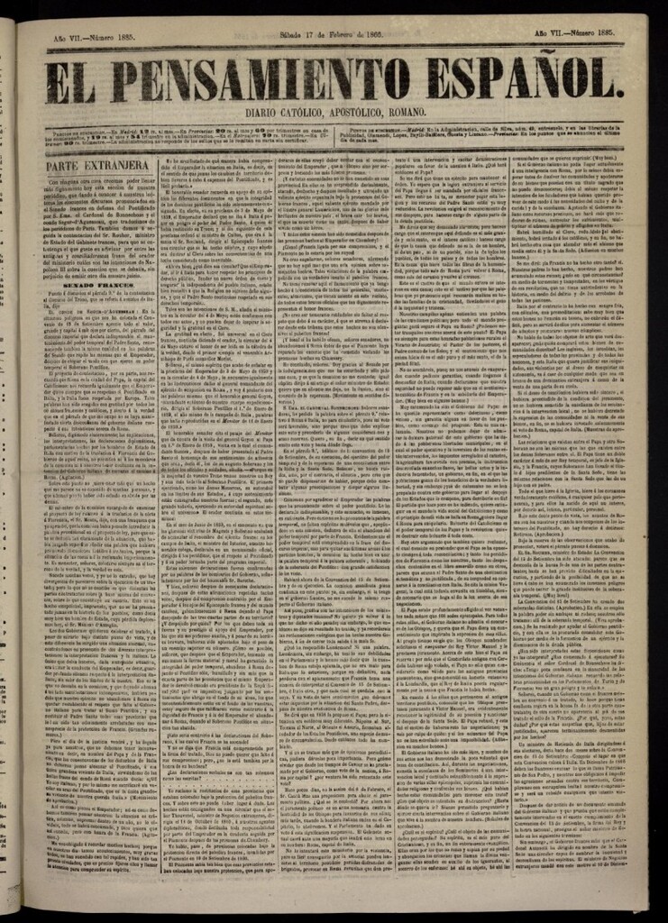 Miniatura de El Pensamiento Español del 17 de febrero de 1866, nº 1885