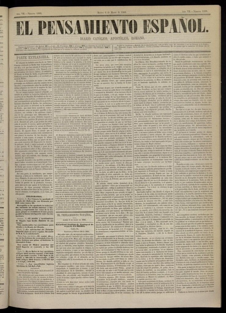 Miniatura de El Pensamiento Español del 6 de marzo de 1866, nº 1899