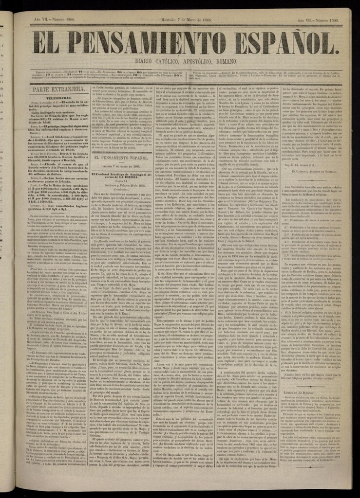 Miniatura de El Pensamiento Español del 7 de marzo de 1866, nº 1900