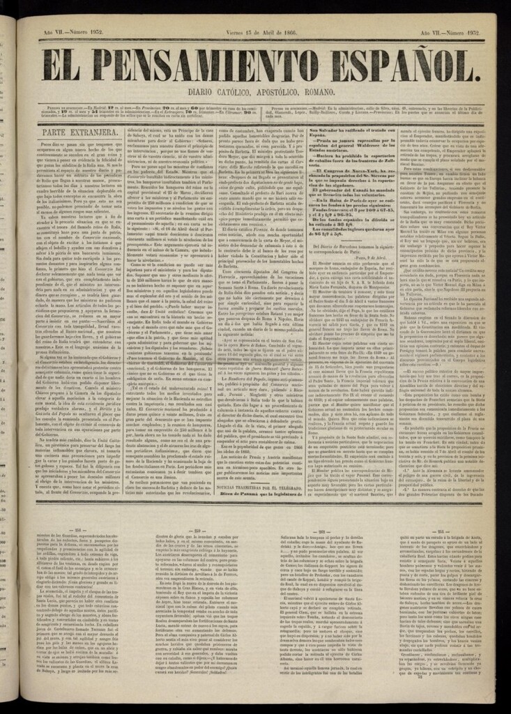 Miniatura de El Pensamiento Español del 13 de abril de 1866, nº 1932