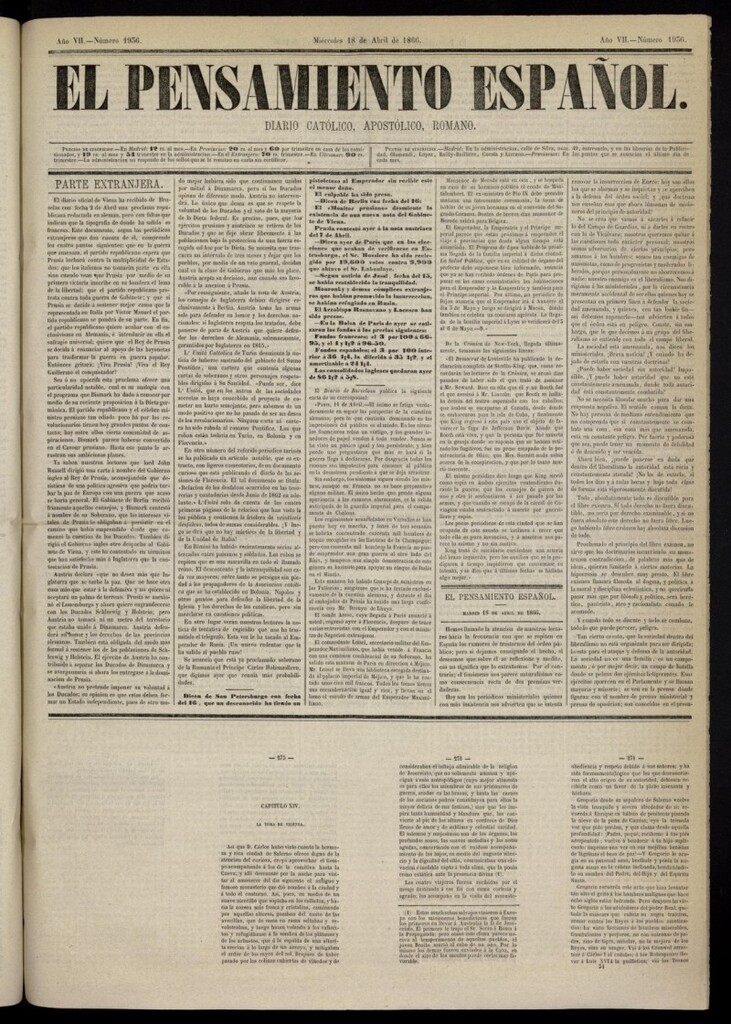 Miniatura de El Pensamiento Español del 18 de abril de 1866, nº 1936