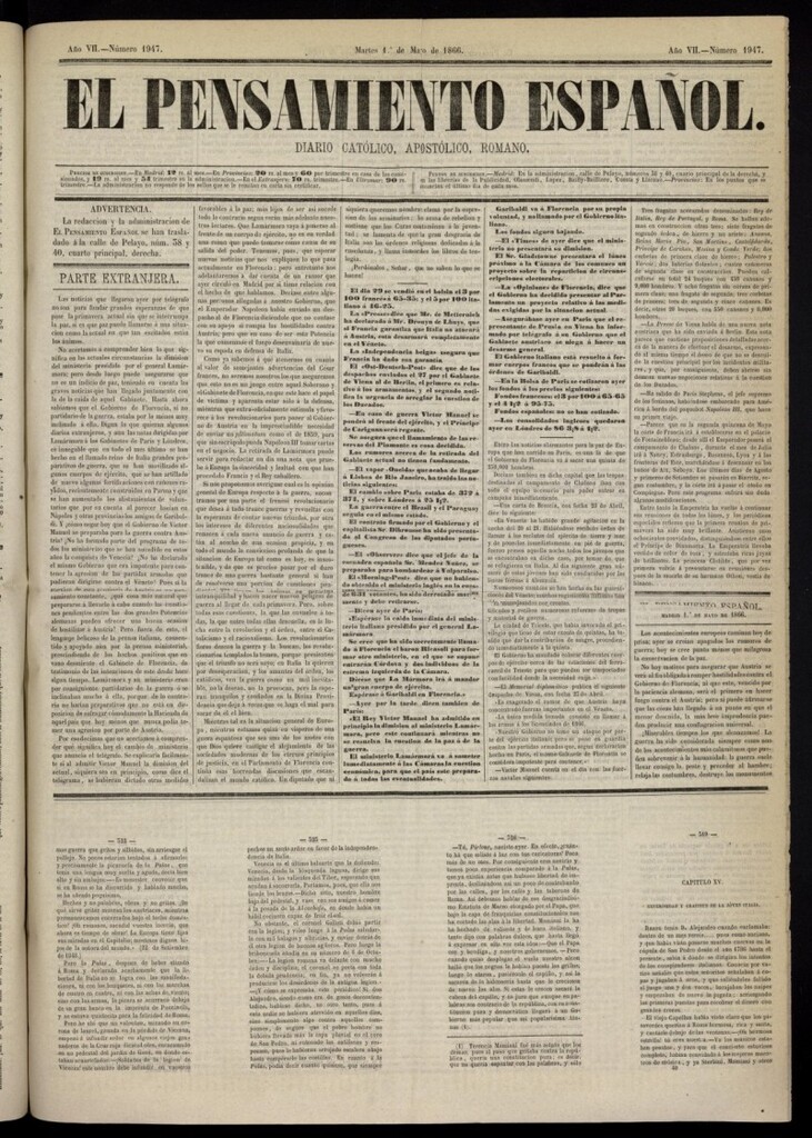 Miniatura de El Pensamiento Español del 1 de mayo de 1866, nº 1947