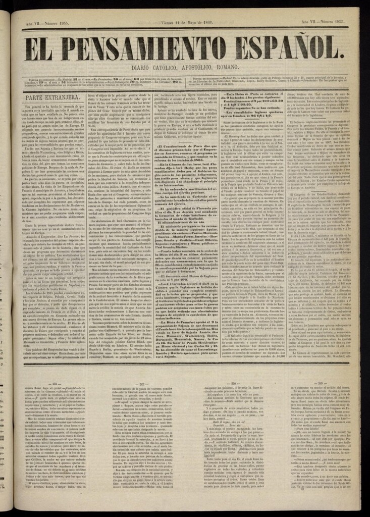 Miniatura de El Pensamiento Español del 11 de mayo de 1866, nº 1955