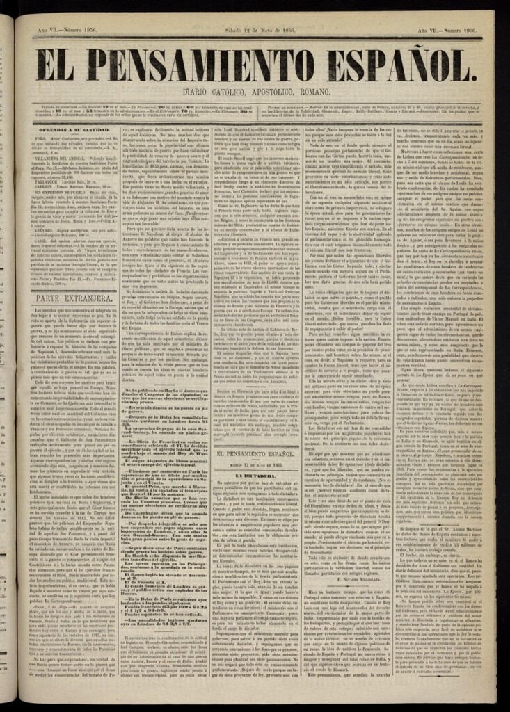 Miniatura de El Pensamiento Español del 12 de mayo de 1866, nº 1956