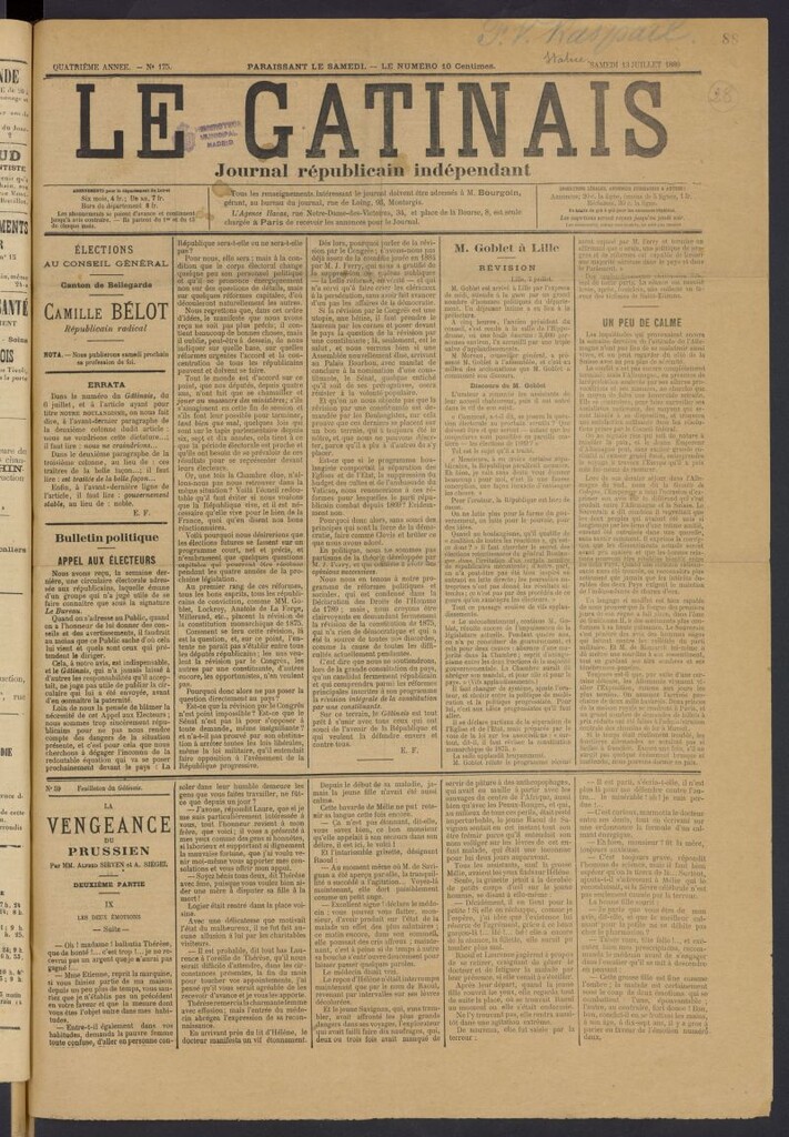 Miniatura de Le Gatinais: journal républicain indépendant