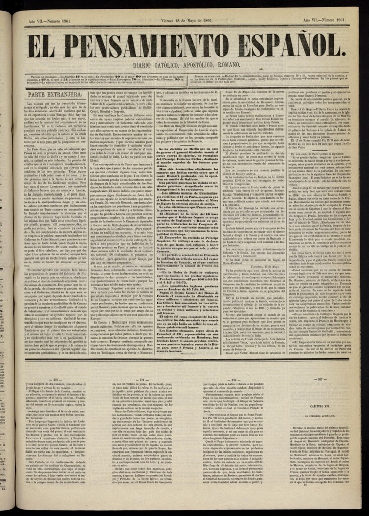 Miniatura de El Pensamiento Español del 18 de mayo de 1866, nº 1961
