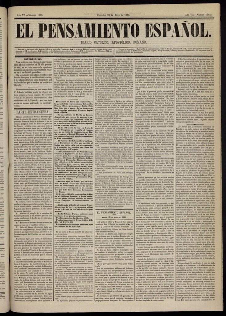 Miniatura de El Pensamiento Español del 23 de mayo de 1866, nº 1965